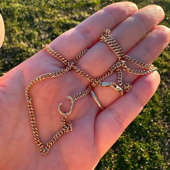 Vintage 9k ct yellow gold curb carabiner and catbird charm holder chain necklace - Picture 4 of 11